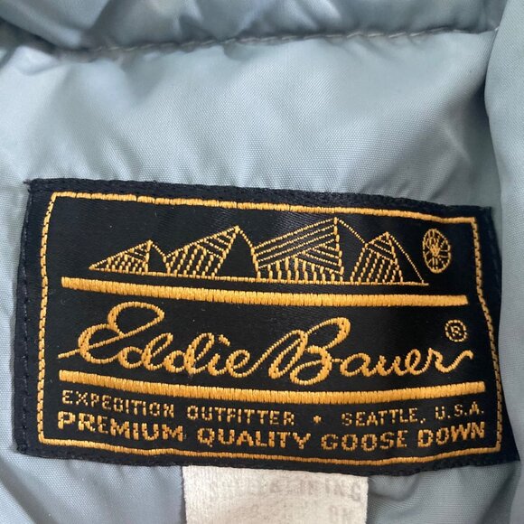 Vintage Eddie Bauer Goose Down Puffer Vest Womens Small Gray Utility Snap Zip - Picture 8 of 14